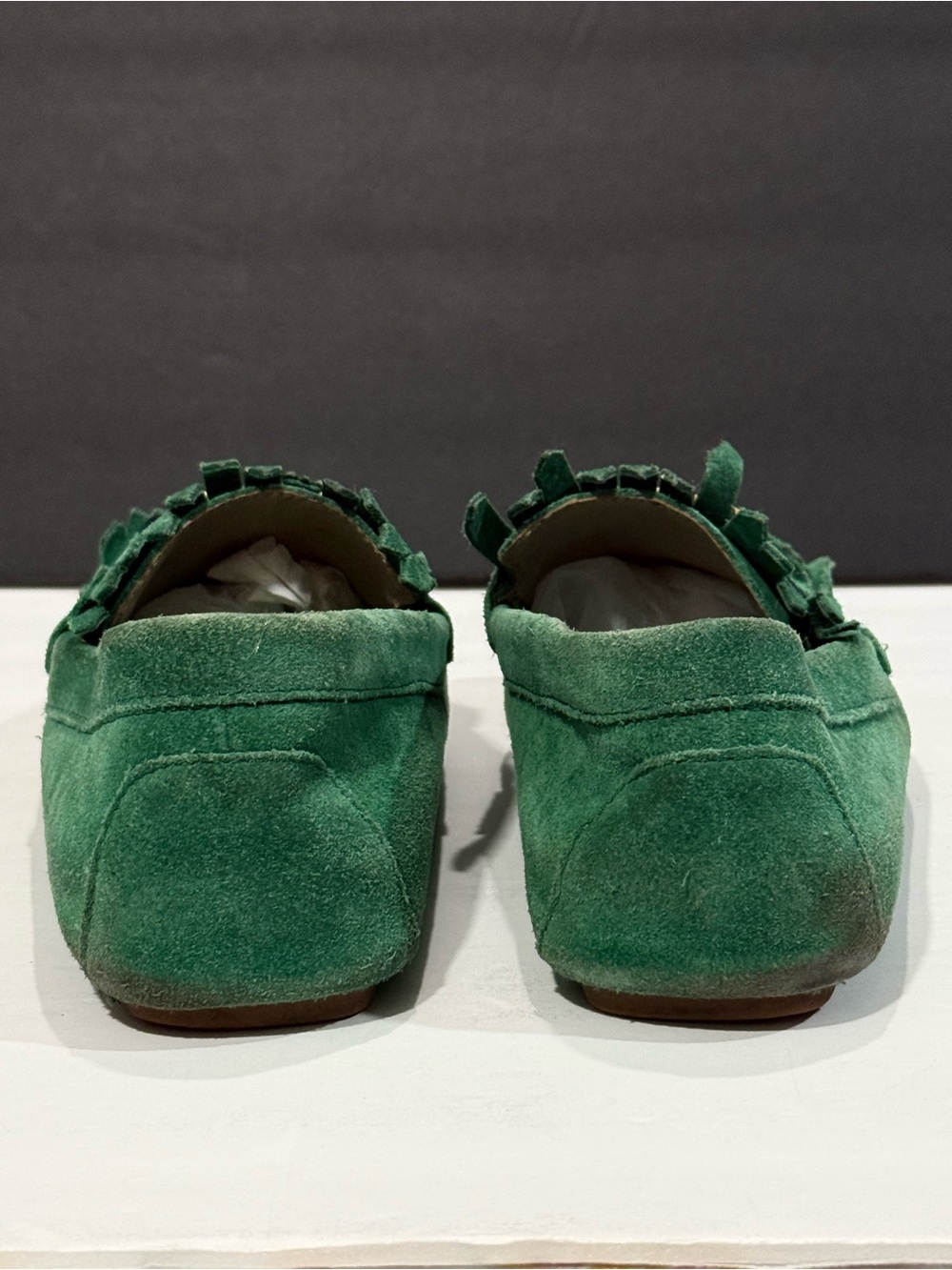 Tory Burch Green Suede Fringe Loafers for women’s, size 8M - Picture 4 of 9